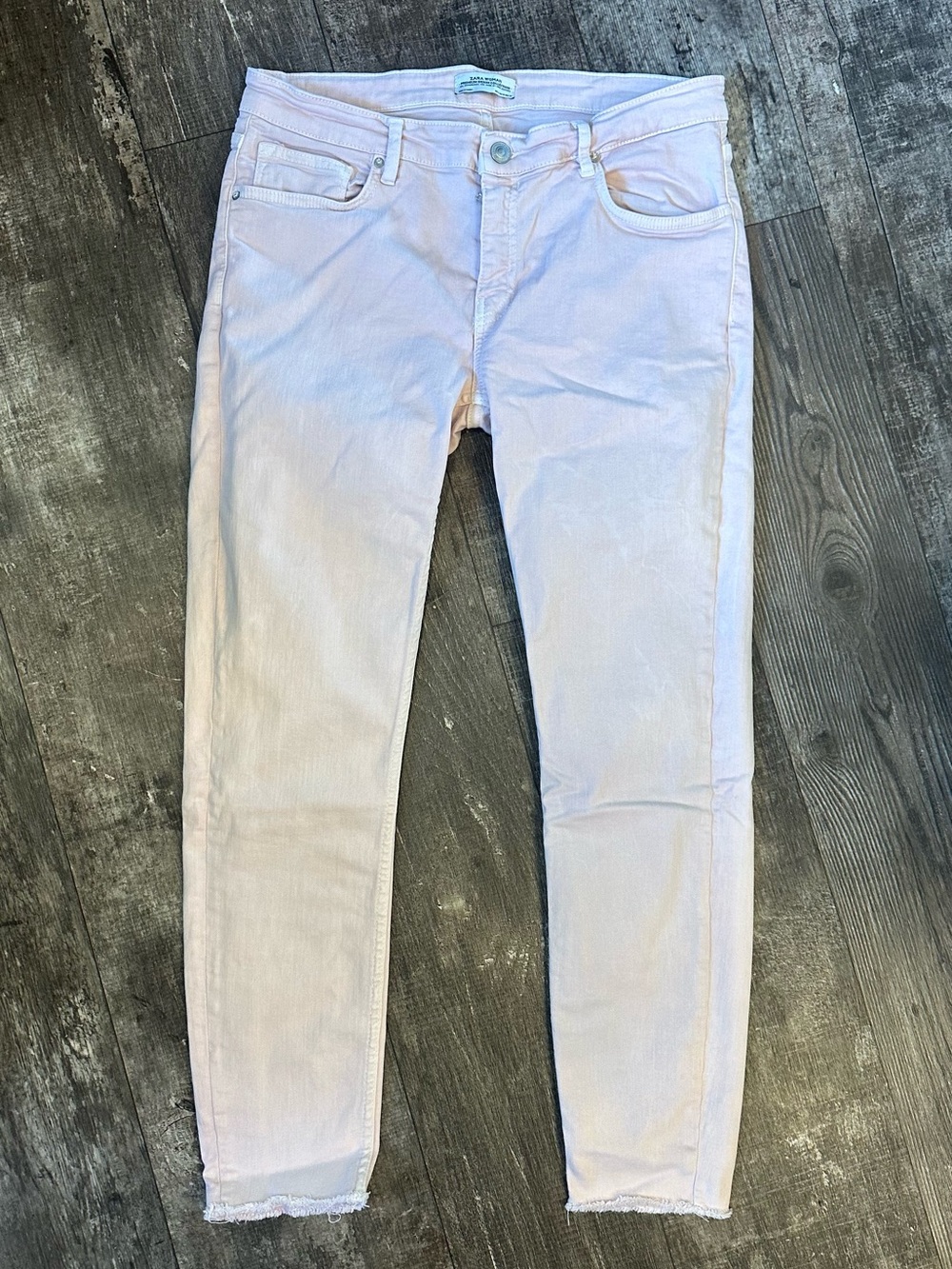 Zara Light Pink Ankle Fitted Cotton Jeans Size 10